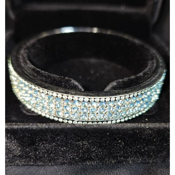 Swarovski Sterling Silver Crystal Bangle Bracelet Size M – Excellent Condition - Picture 1 of 5